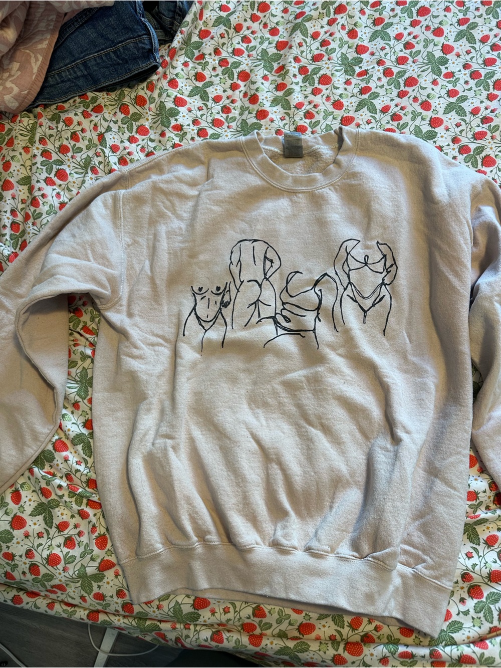 Gildan light pink Sweatshirt with local artist drawings